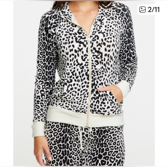 Chaser Tops - Chaser Animal Print White/Black Hoodie